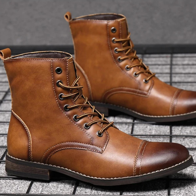 Mardo’s Easton Vintage Boots – Rugged Leather-Look Winter Boots for Men