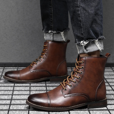 Mardo’s Easton Vintage Boots – Rugged Leather-Look Winter Boots for Men