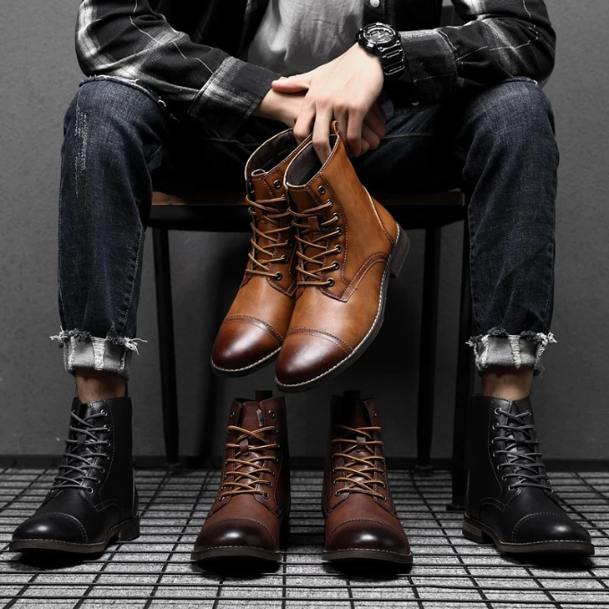 Mardo’s Easton Vintage Boots – Rugged Leather-Look Winter Boots for Men
