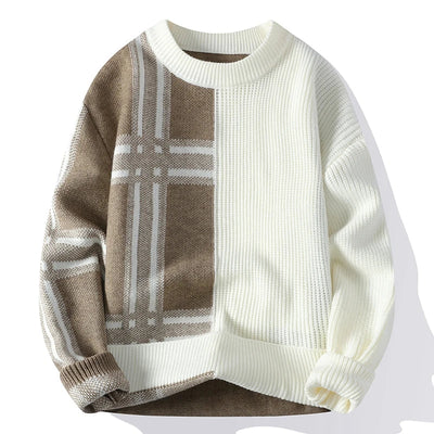 Driftwood Plaid Crew Knit Sweater