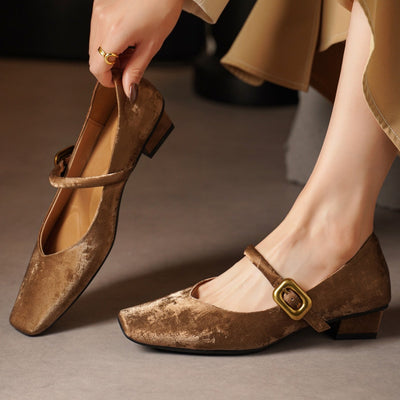 Mardo’s Dahlia Velvet Heels – Elegant Block Heels for Women