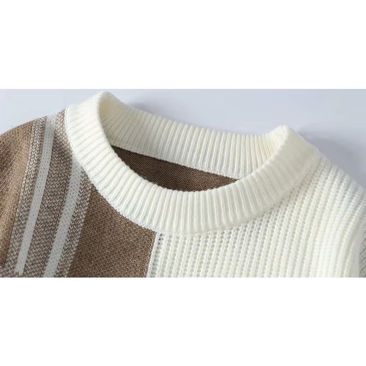 Driftwood Plaid Crew Knit Sweater